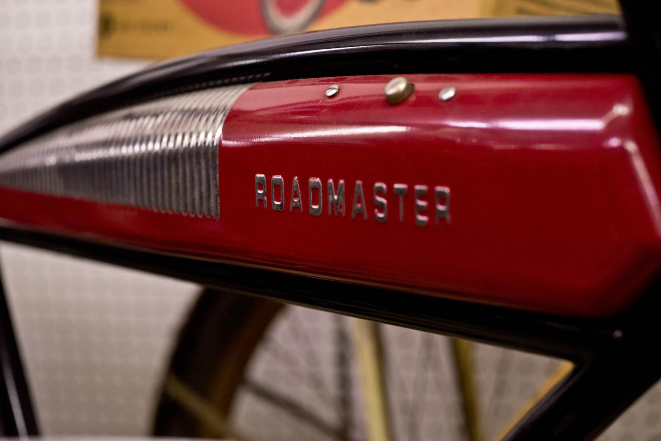 Deco-style tank with horn button on vintage Roadmaster