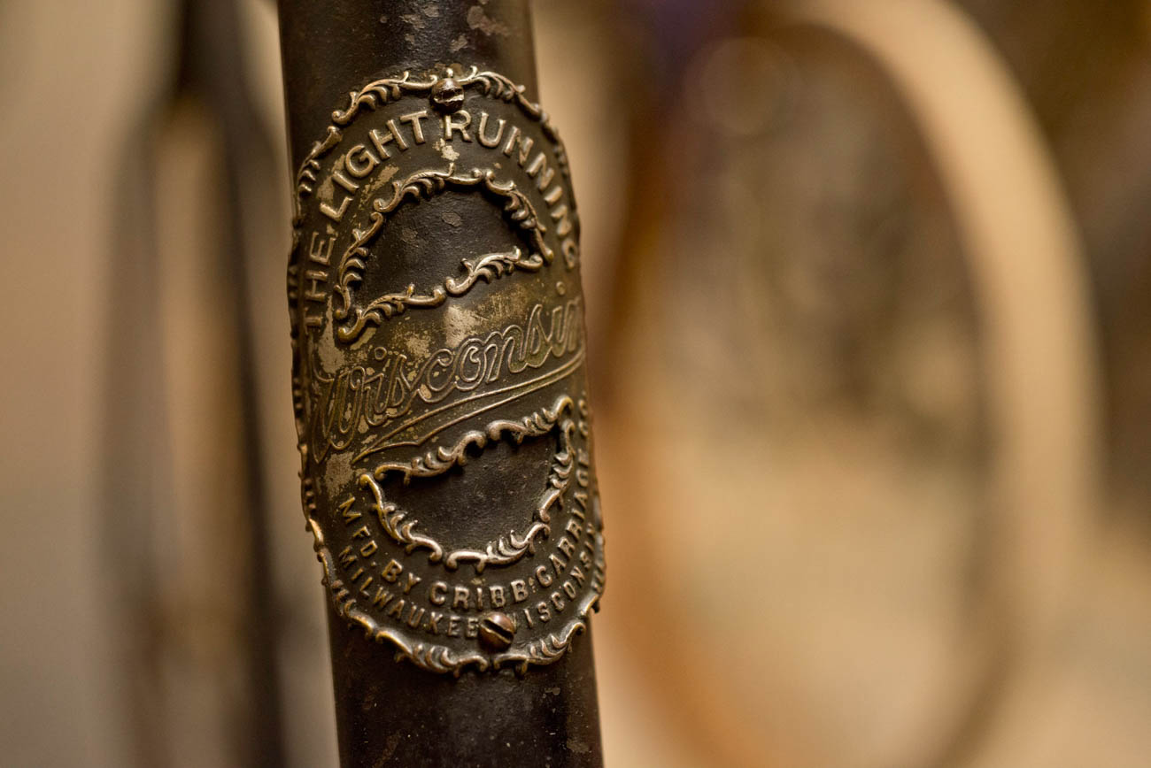 Head badge for 1896 Light Running Wisconsin bicycle