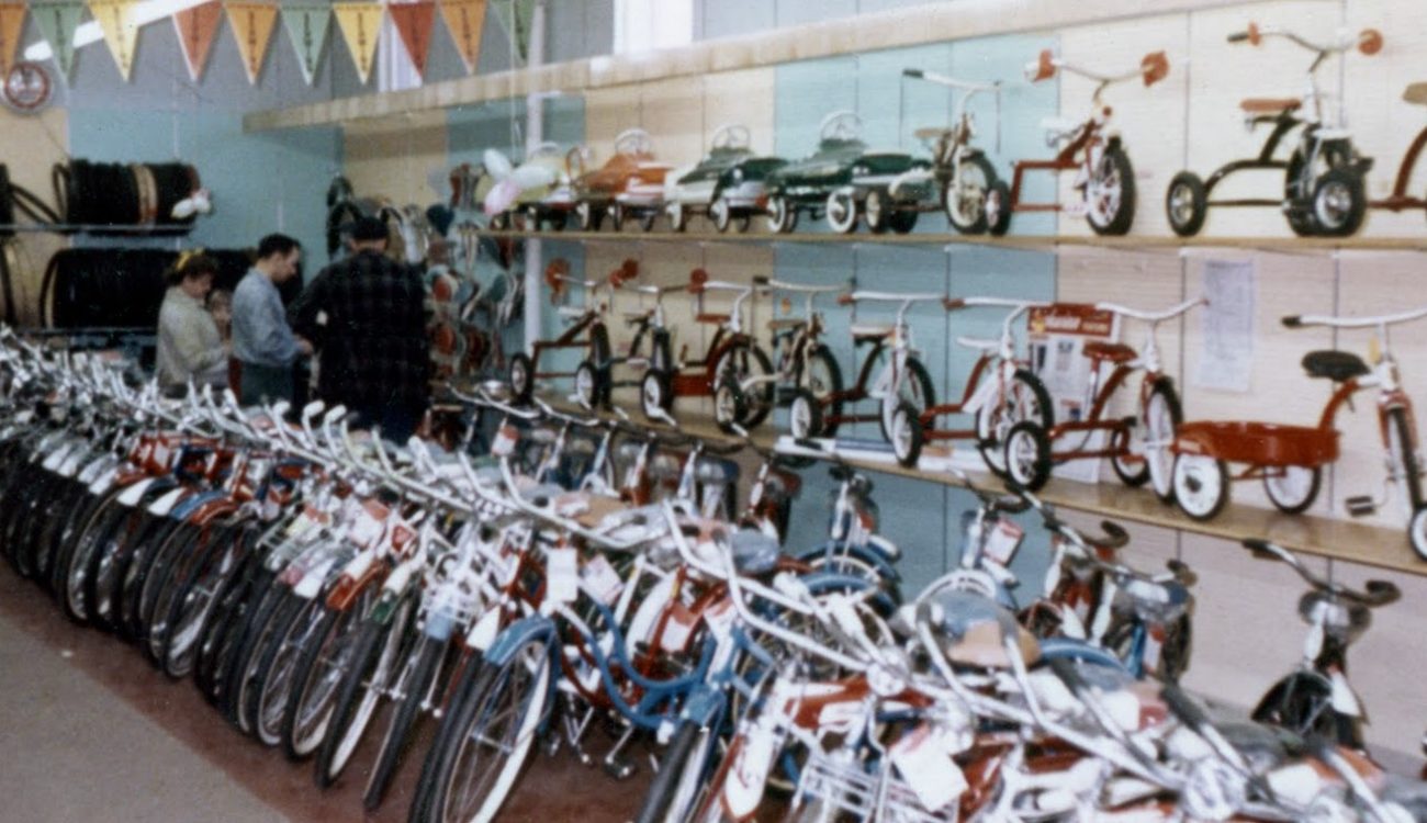 Vintage photo of old bike shop