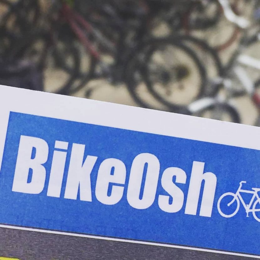 The blue BikeOsh logo.