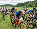 mountain bike riders pedaling in Wisconsin Off Road Series event
