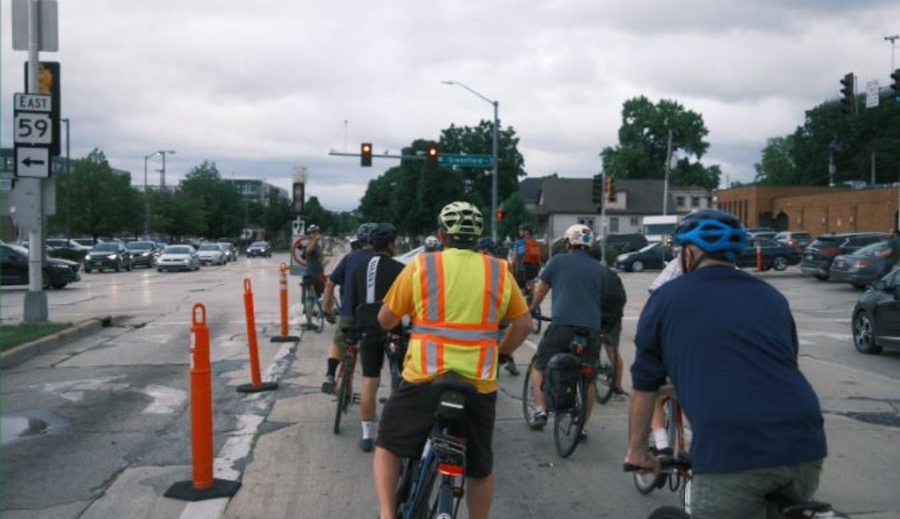 bicyclists riding near 76th & Bluemound in Milwaukee