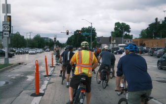 bicyclists riding near 76th & Bluemound in Milwaukee
